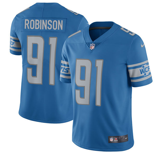 2019 Men Detroit Lions 91 Robinson blue Nike Vapor Untouchable Limited NFL Jersey style 2